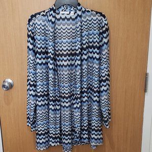 Susan Graver open drape long sleeve chevron lightweight knit cardigan, NWOT, XL